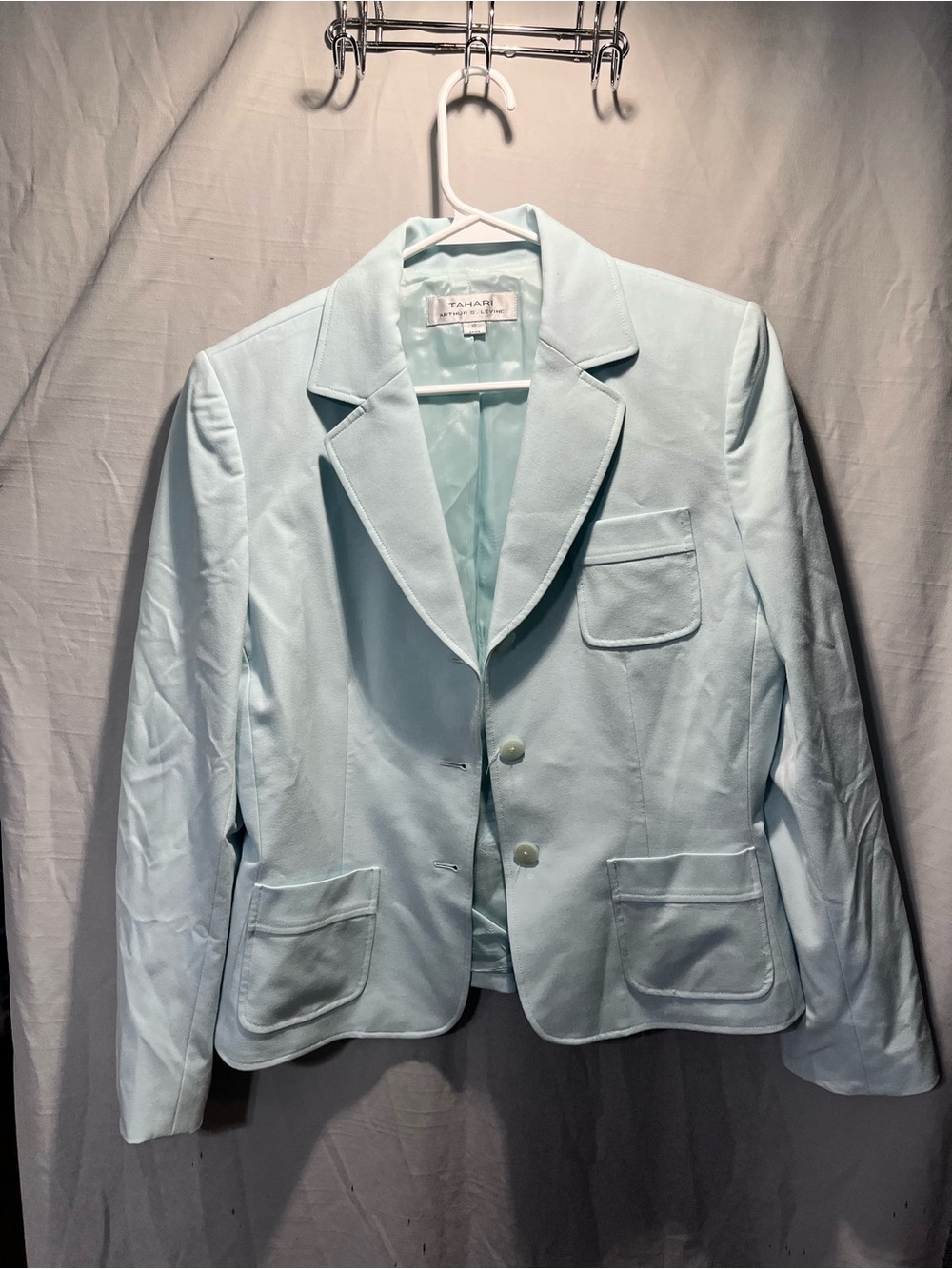Tahari Pale Blue Women's Tailored Single-Breasted Blazer